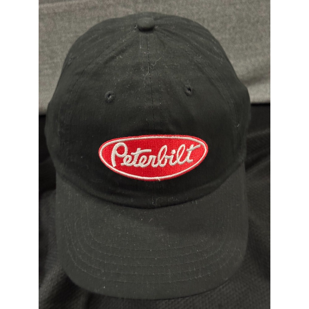 Peterbilt Baseball Cap Men's One Size Black 100% Cotton Embroidered Logo Dad Hat